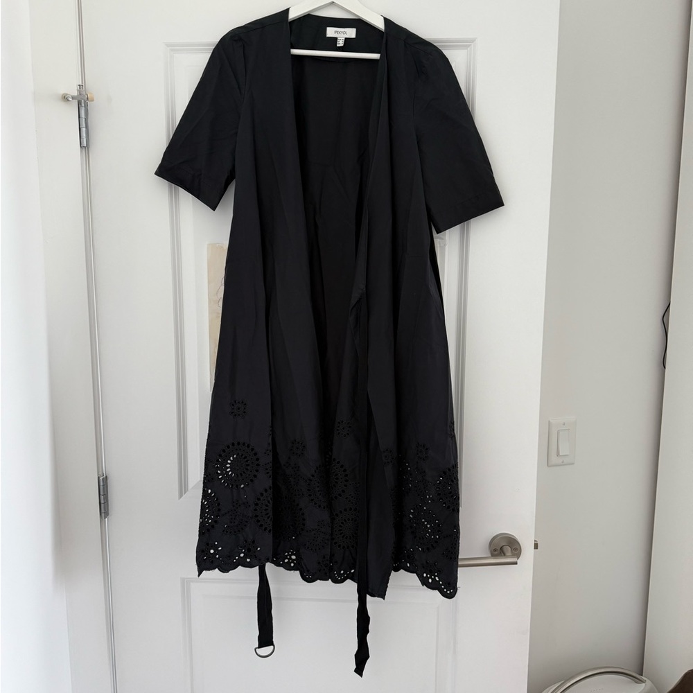 Elegant Black Midi Wrap Dress 100% cotton